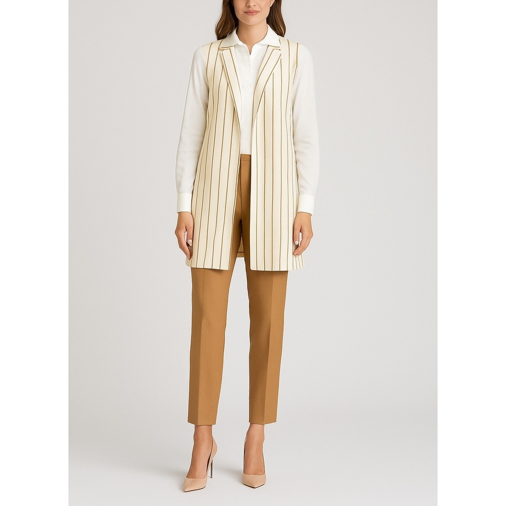 Chico's Elongated Ponte Vest Jacket‎ Size 0 (US 4–6) NWT Stripe  Duster Tunic